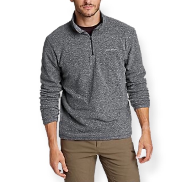 EDDIE BAUER Venture Sweatshirt Quarter Zip Fleece Heather Grey - Picture 3 of 7